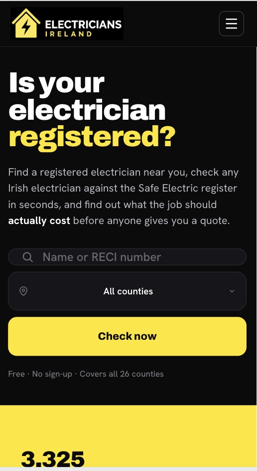 electriciansinireland.ie mobile