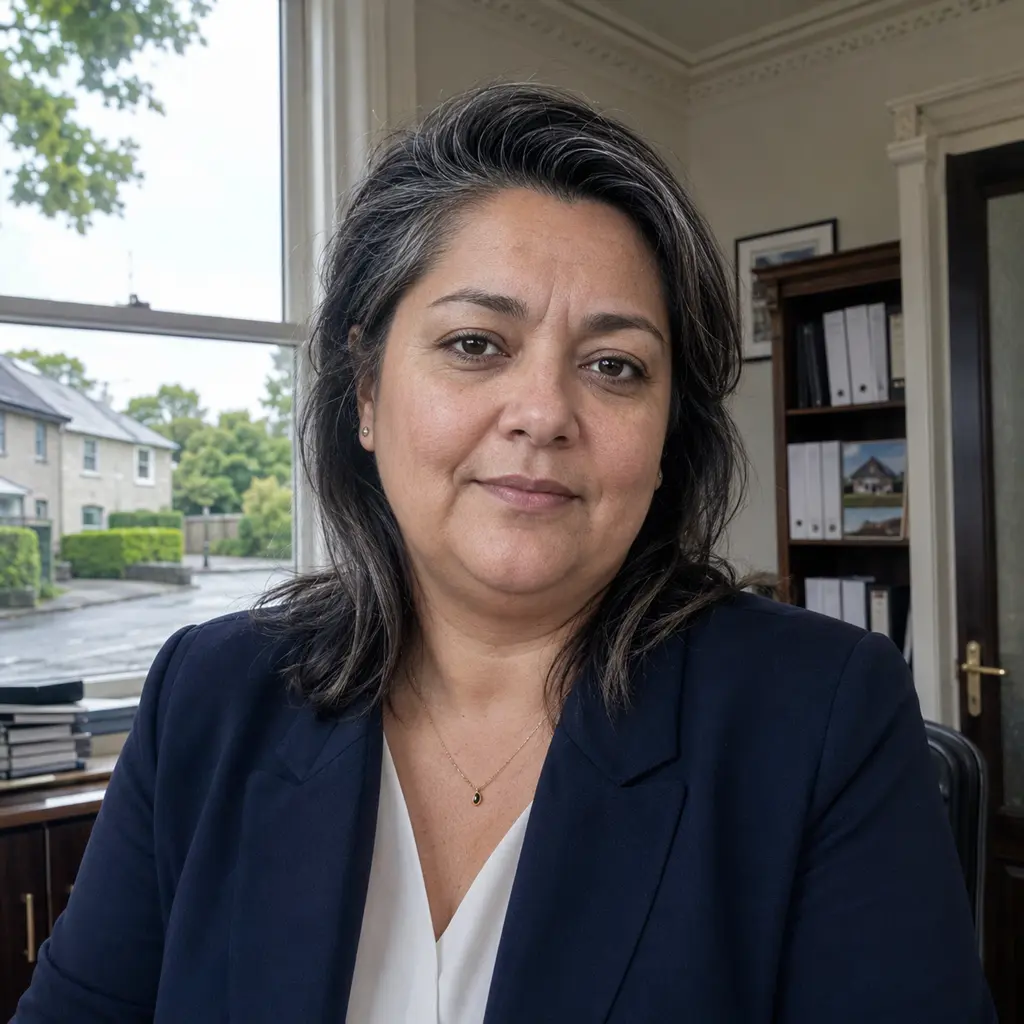 An estate agent in their office